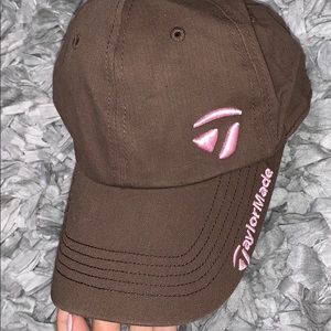 Brown hat with pink details!